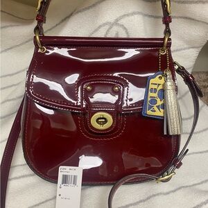Coach Dark Red Patent Leather Crossbody Willis Bag
